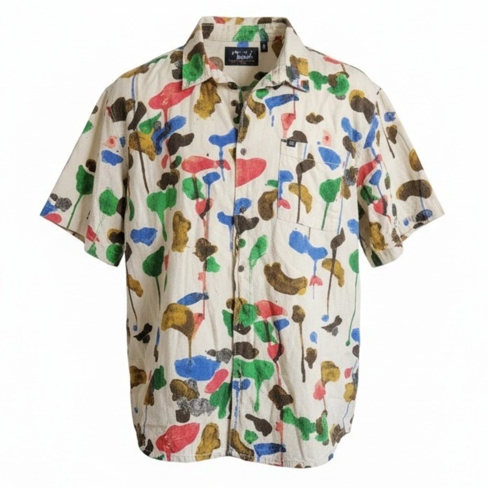 Quiksilver XL Natas Kaupas Blank Canvas Mens XL Button Front Shirt Hemp Cotton